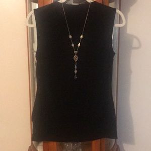 ATF-silver and gold tone necklace with clear beads